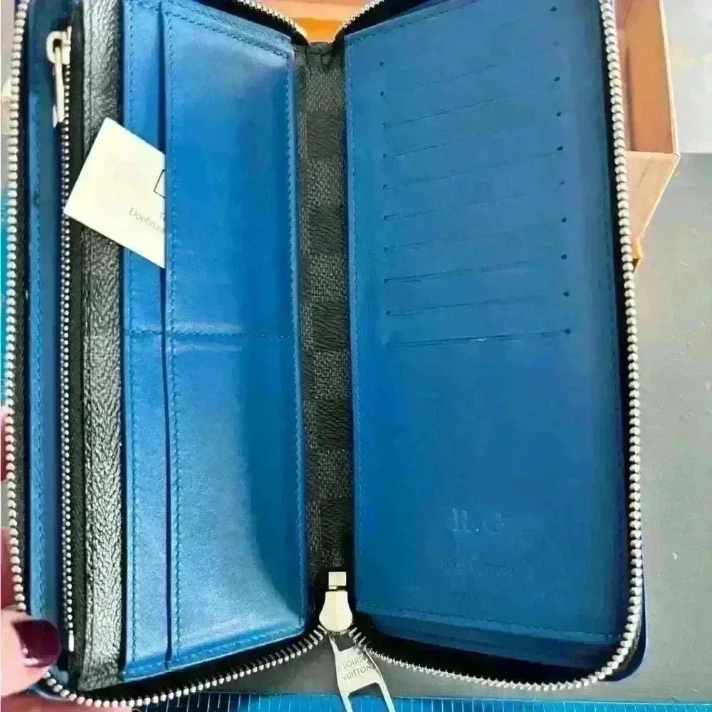 LOUIS VUITTON Damier Graphite Blue Vasco Zippy Wallet- full inclusion - box. Bag - Picture 15 of 16